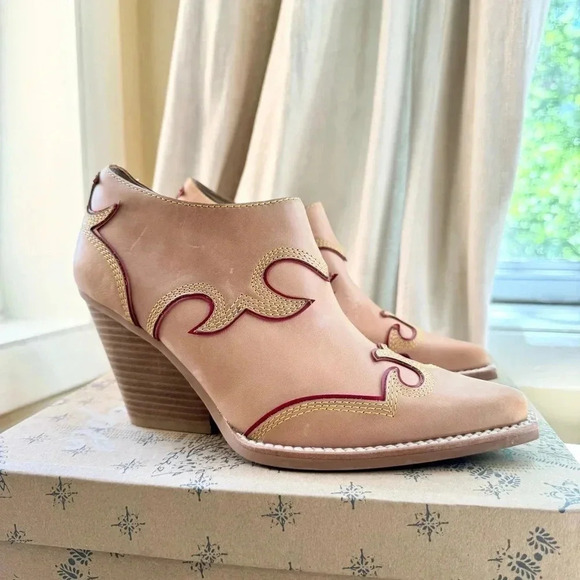 New Jeffrey Campbell Milot Ankle Boots Cowboy Western Embroidered Brown 7.5 - Picture 15 of 17